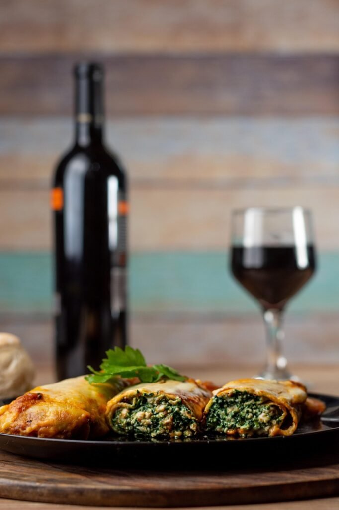 Mediterranean Chickpea Salad Wraps. 1 wine, spinach, wrap, dish, food